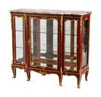 A Louis XV Style Gilt-Bronze-Mounted Tulipwood Vitrine