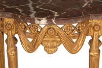 A Pair of Louis XVI Style Giltwood Marble-Top Console Tables