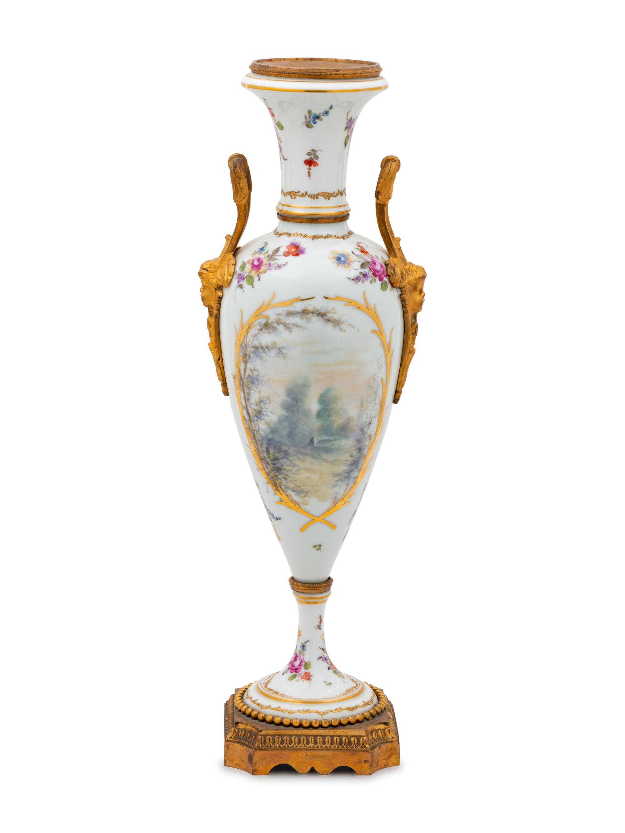 A Sèvres Style Gilt Bronze Mounted Porcelain Vase