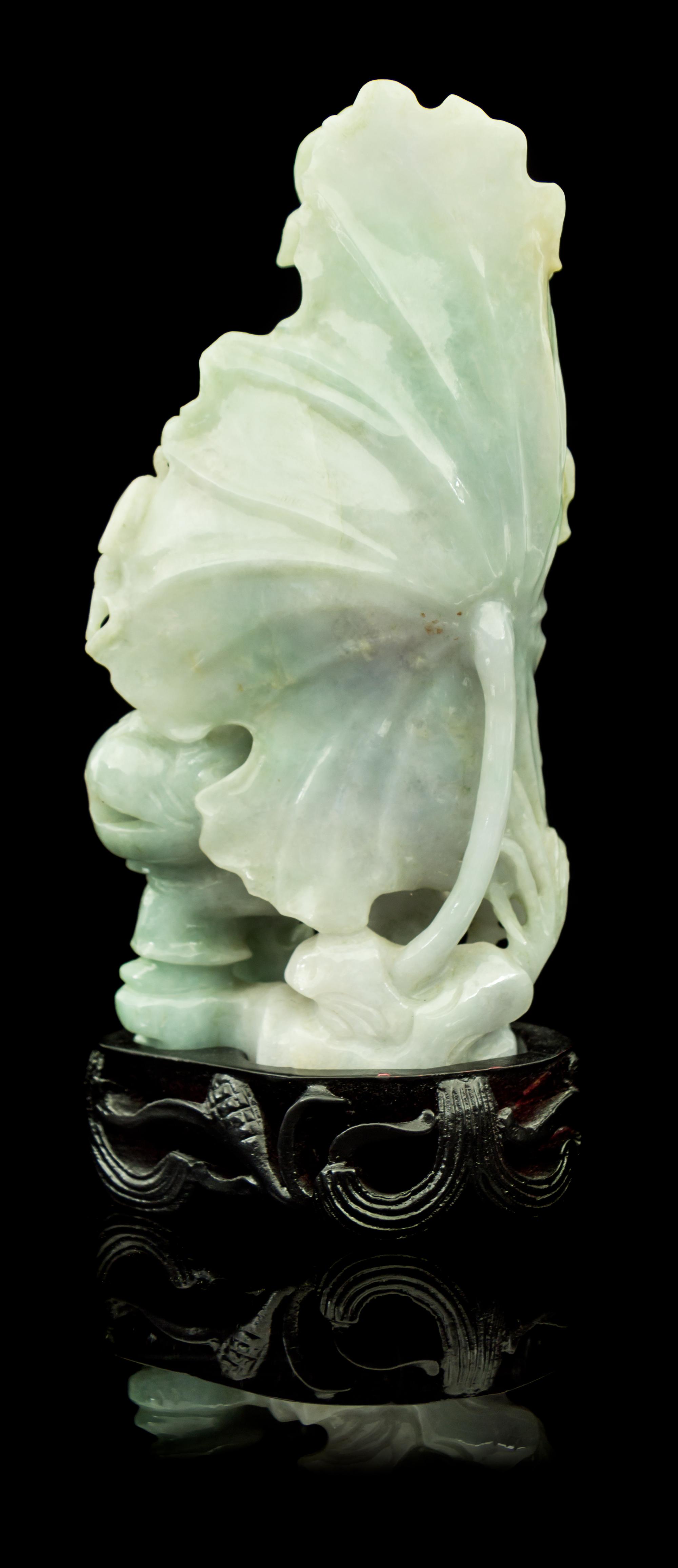 A Jadeite Carving Height of jadeite 5 5/8 inches.