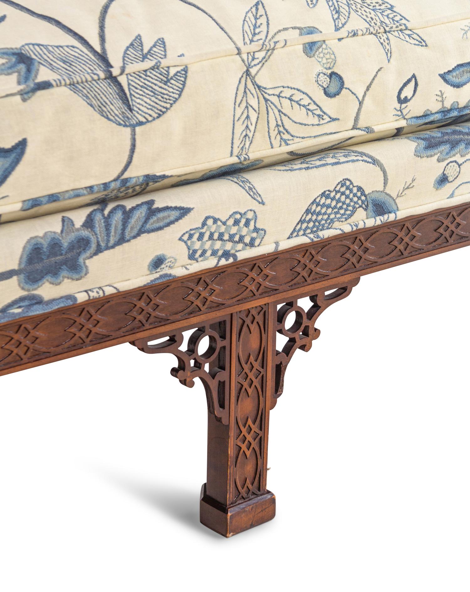 A Pair of Chinese Chippendale Style Mahogany Sofas