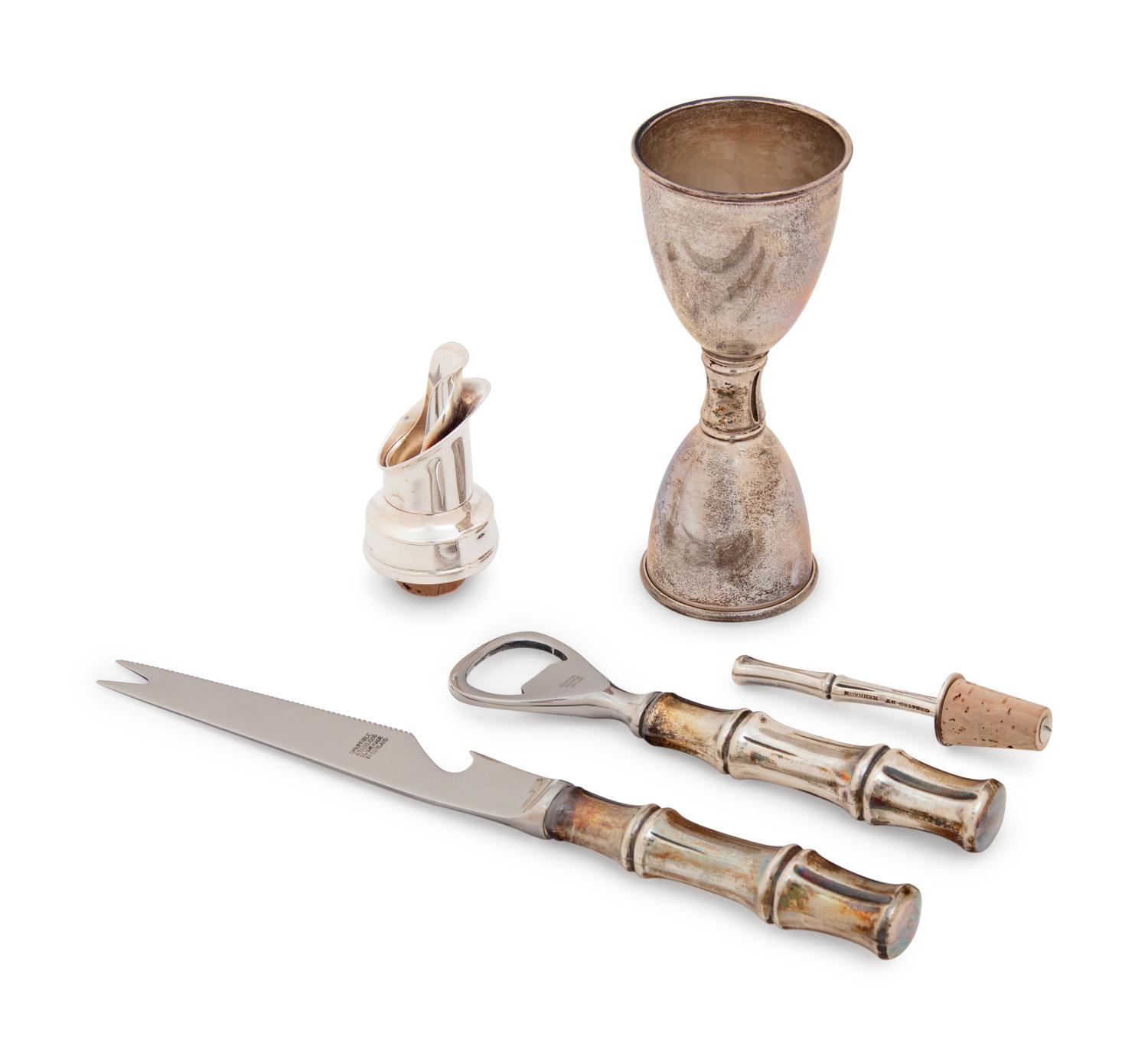 A Group of Four Tiffany & Co. Silver Bamboo Pattern Bar Articles