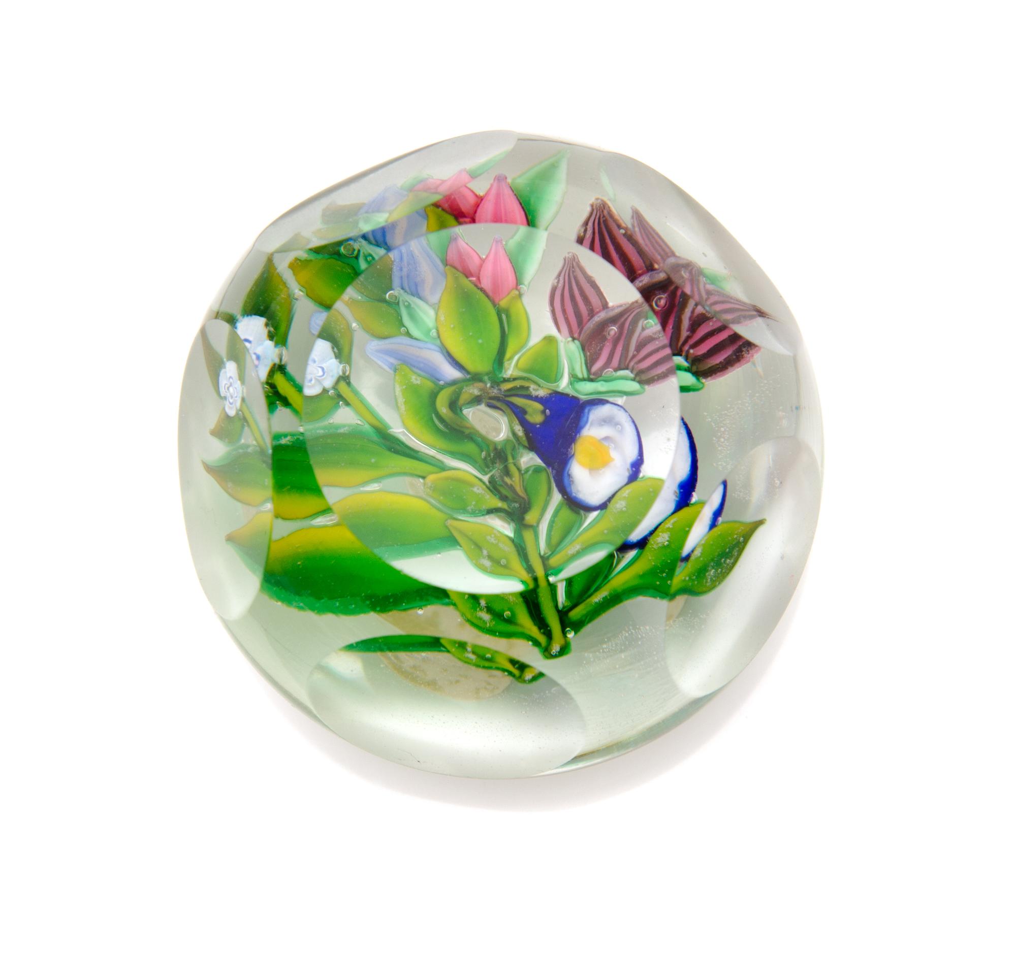 Ronald Hansen, (American), a blue bell miniature paperweight