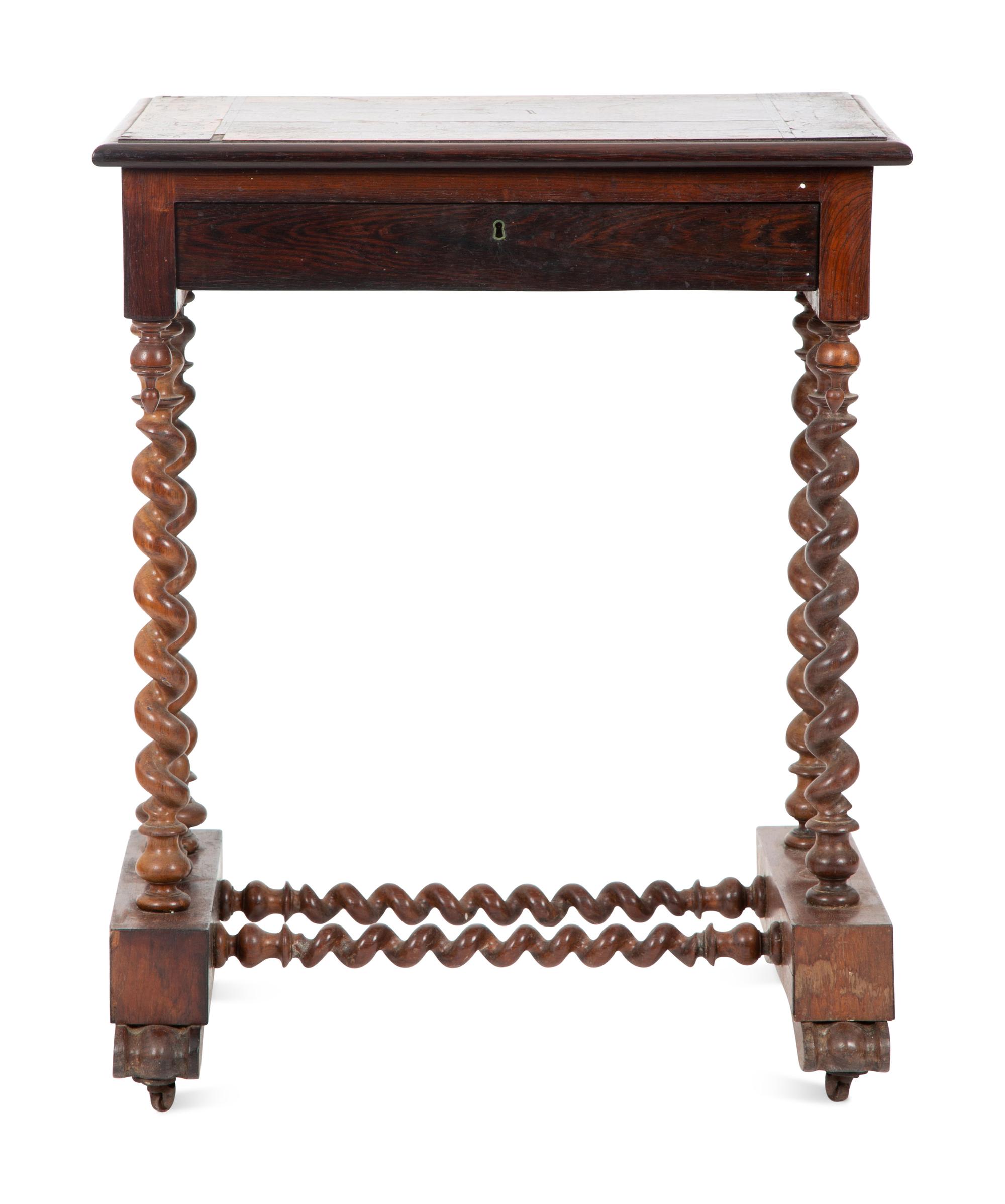 An English Bobbin Turned and Marquetry Side Table