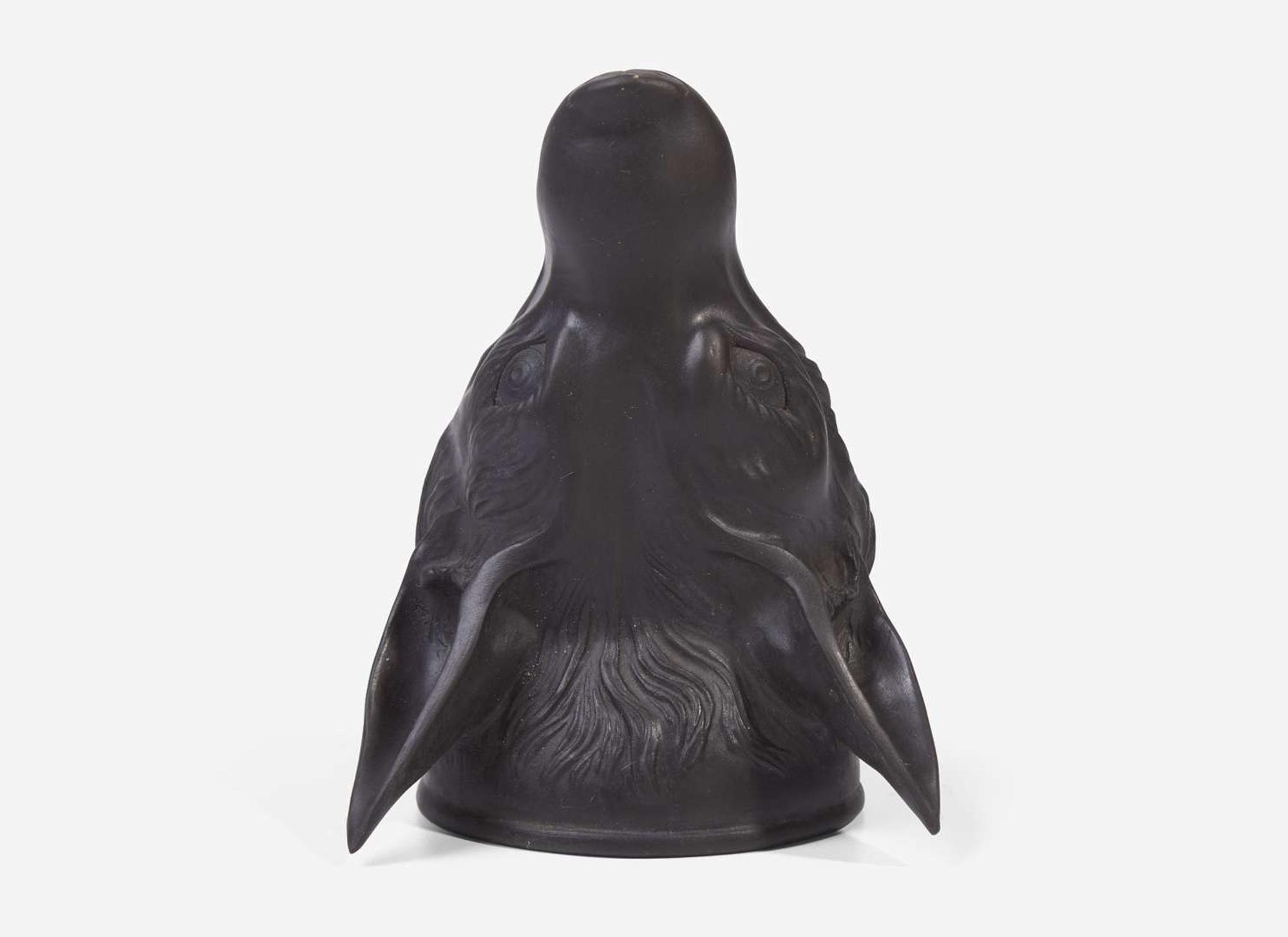 A Wedgwood & Bentley Black Basalt Fox Head Form Stirrup Cup, UK, 1770s