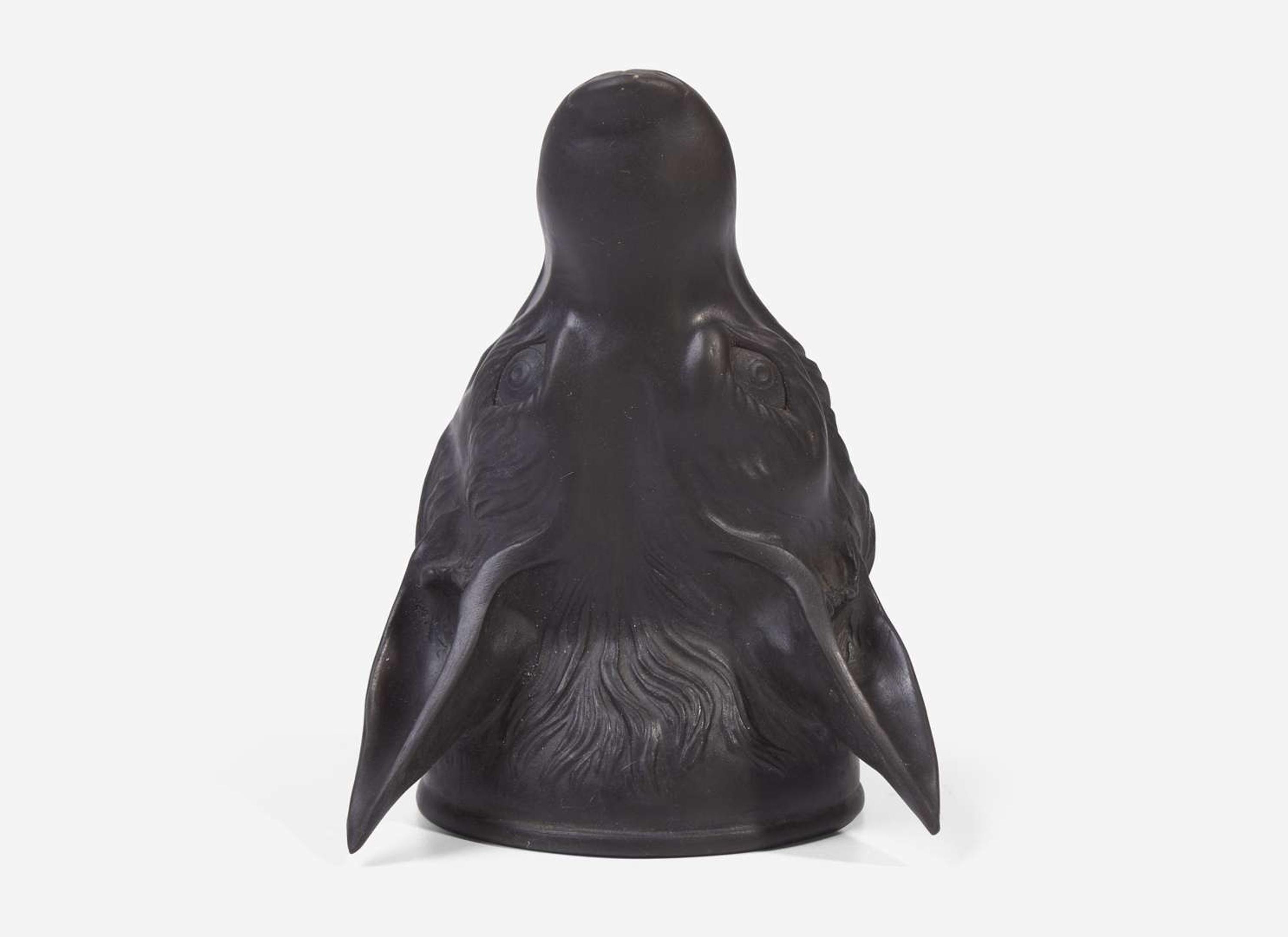 A Wedgwood & Bentley Black Basalt Fox Head Form Stirrup Cup, UK, 1770s