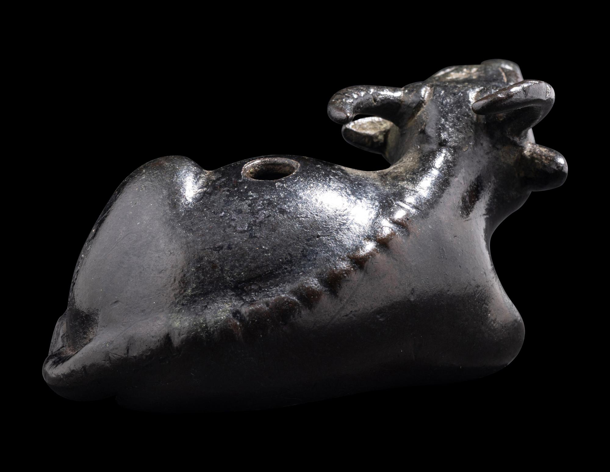A Small Chinese Bronze Ox-Form Water Dropper