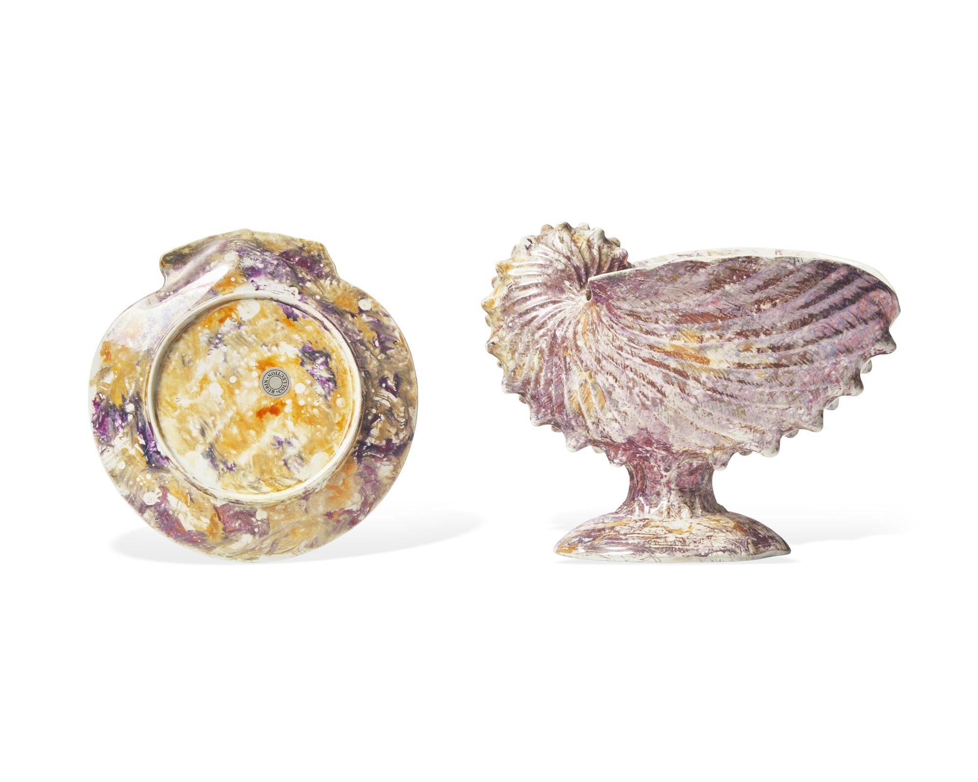 Two Wedgwood Moonlight Lustreware Shell Form Articles