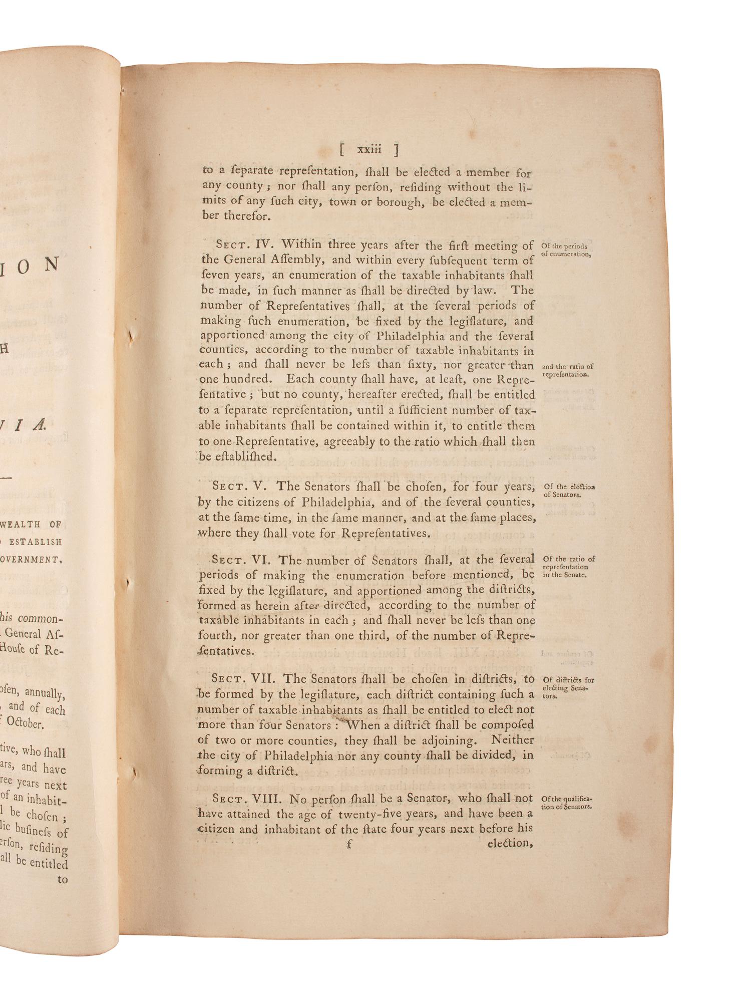 Constitutions of the United States and Pennsylvania with Acts of Pennsylvania (1791-1795). [Philadelphia?]: N.p., [1796?].