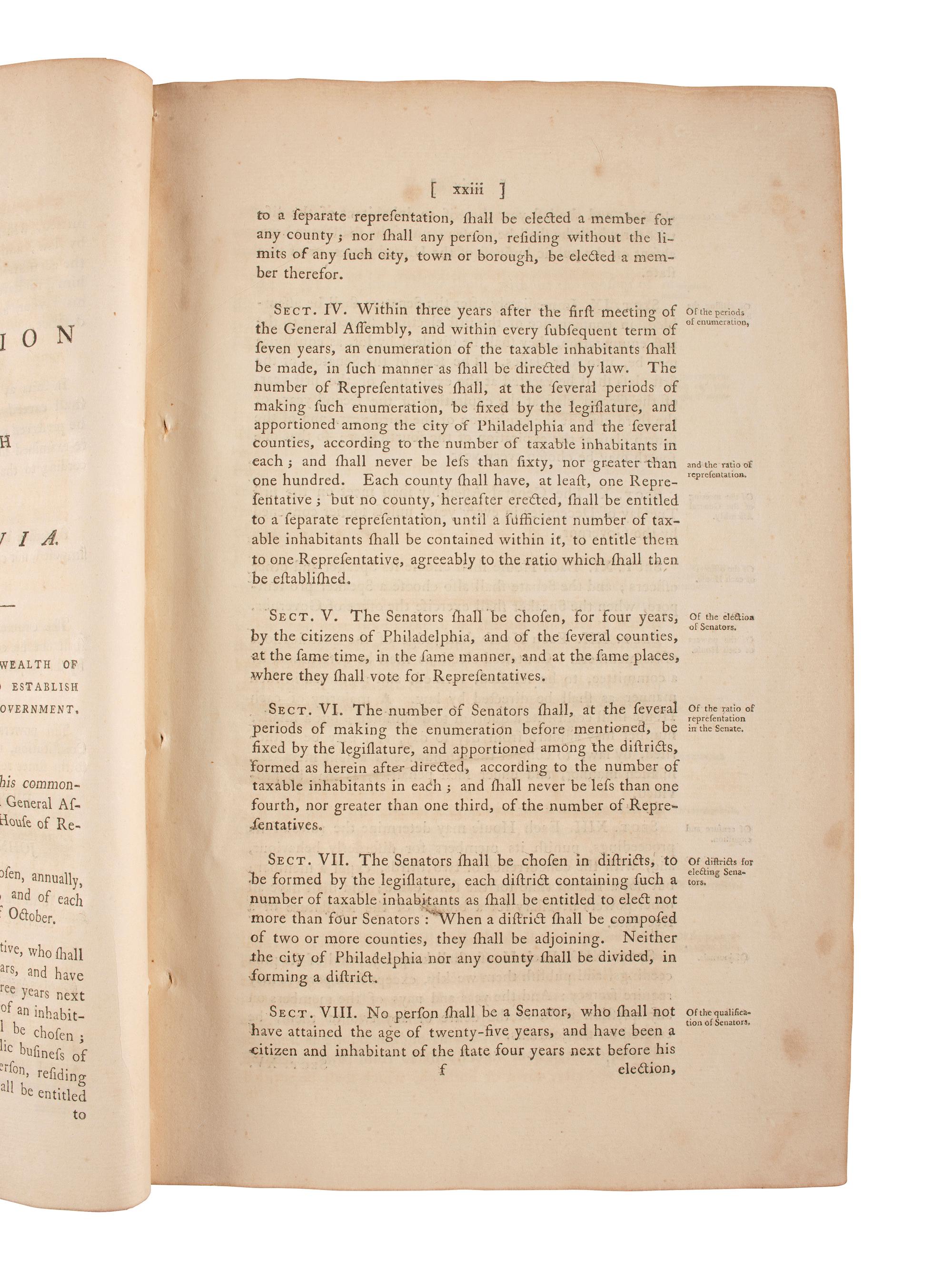 Constitutions of the United States and Pennsylvania with Acts of Pennsylvania (1791-1795). [Philadelphia?]: N.p., [1796?].