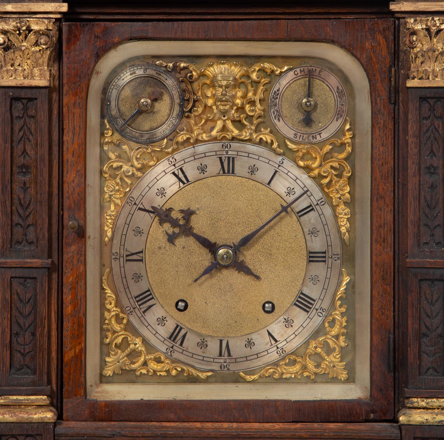 A Victorian Gilt Metal Mounted Oak Bracket Clock