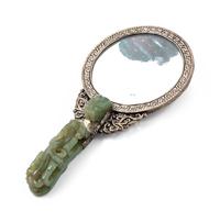 A Chinese Jade and Hardstone Inset Mirror