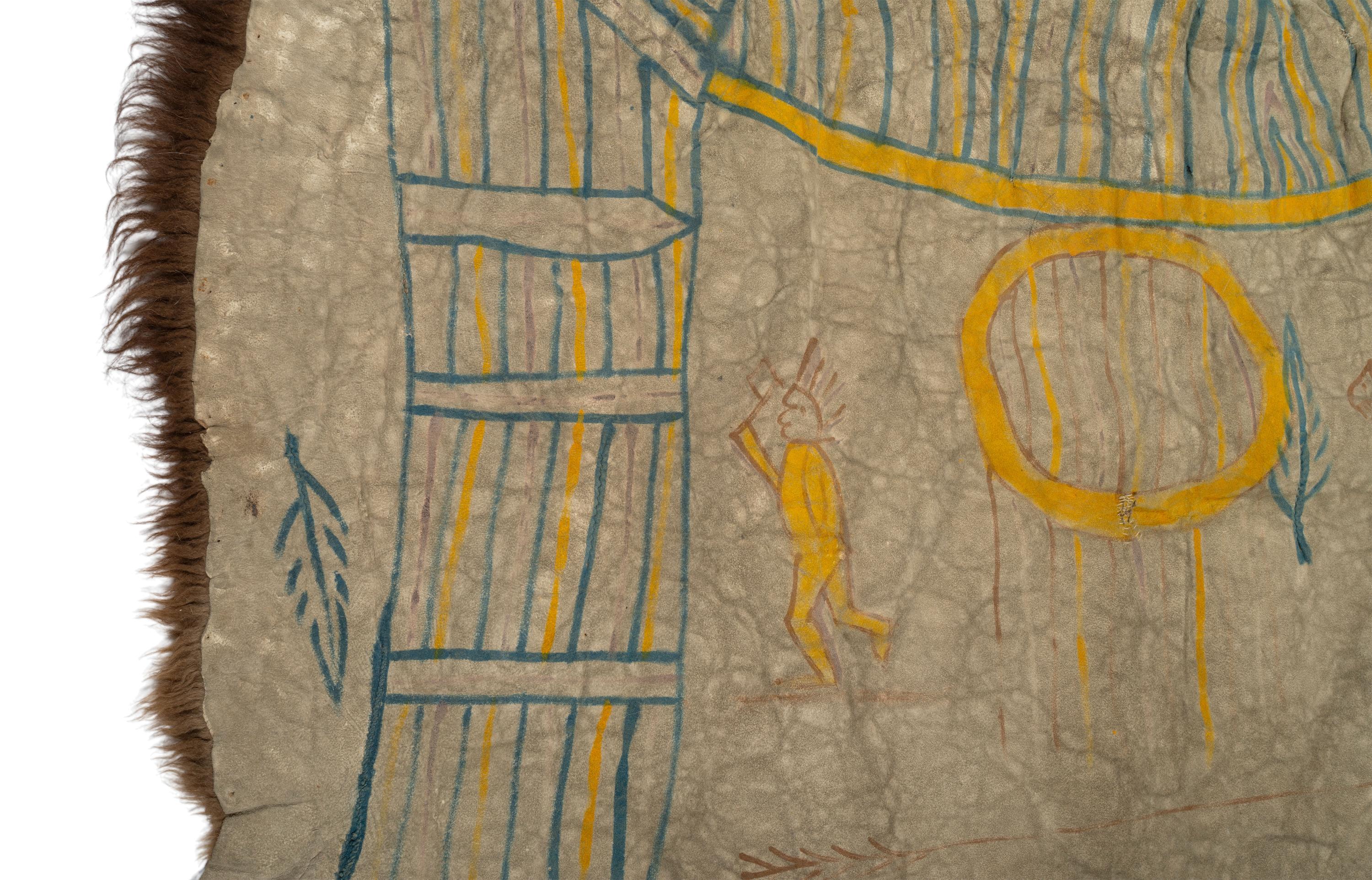Ojibwa Painted Buffalo Robe