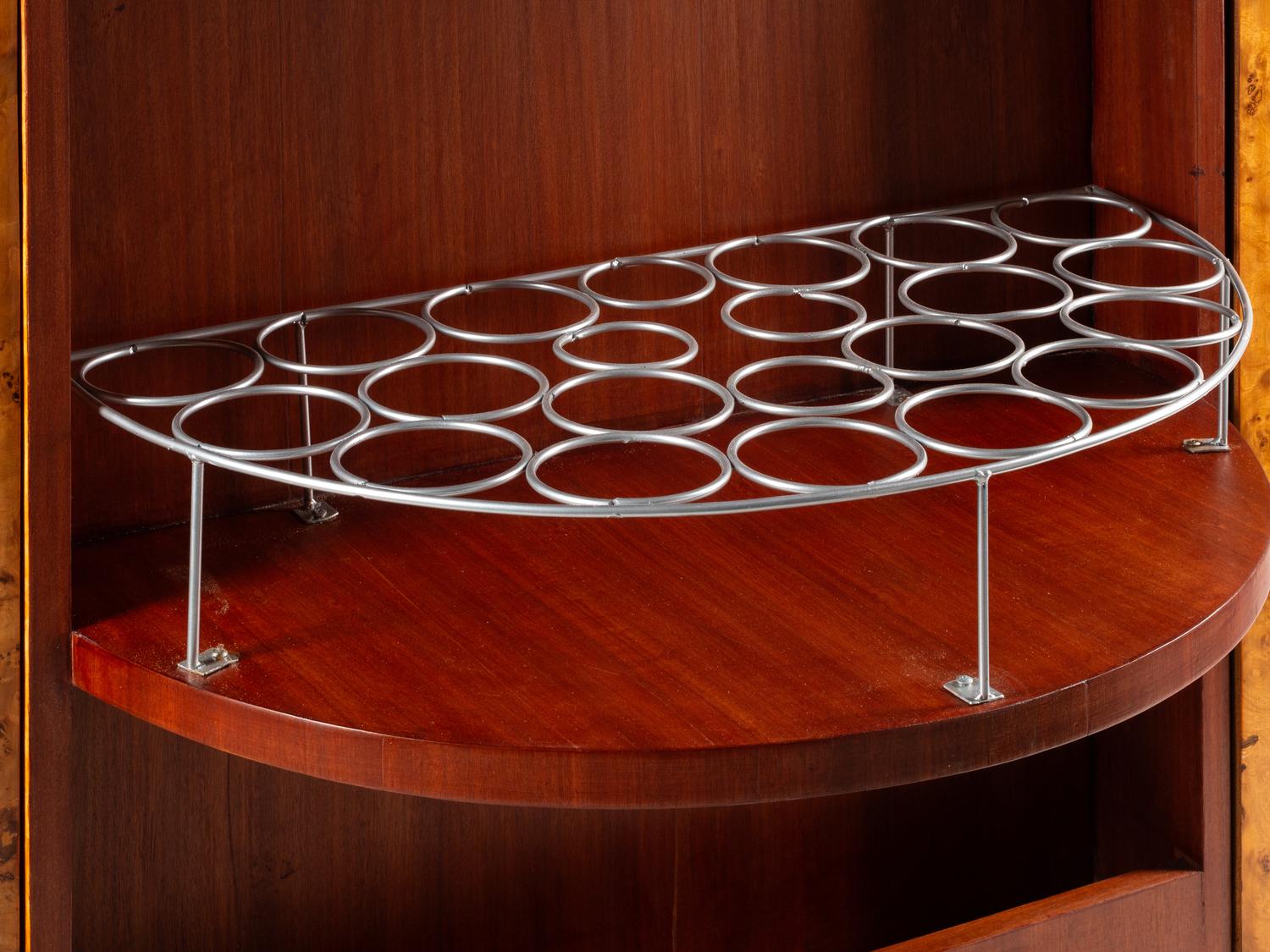 An Art Deco Style Burl Walnut and Rosewood Veneered Bar Cabinet