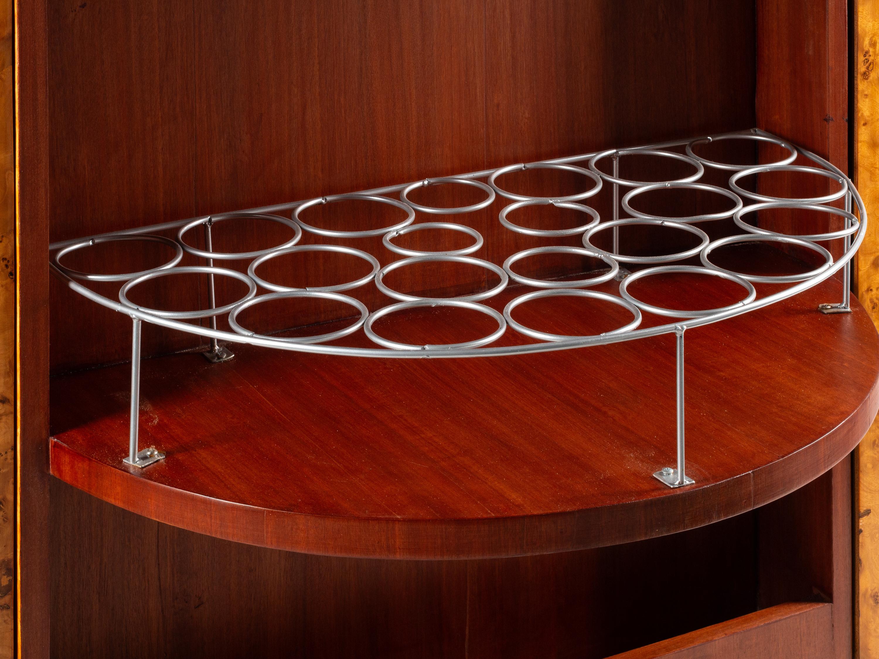 An Art Deco Style Burl Walnut and Rosewood Veneered Bar Cabinet