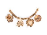 YELLOW GOLD AND GEMSTONE CHARM BRACELET