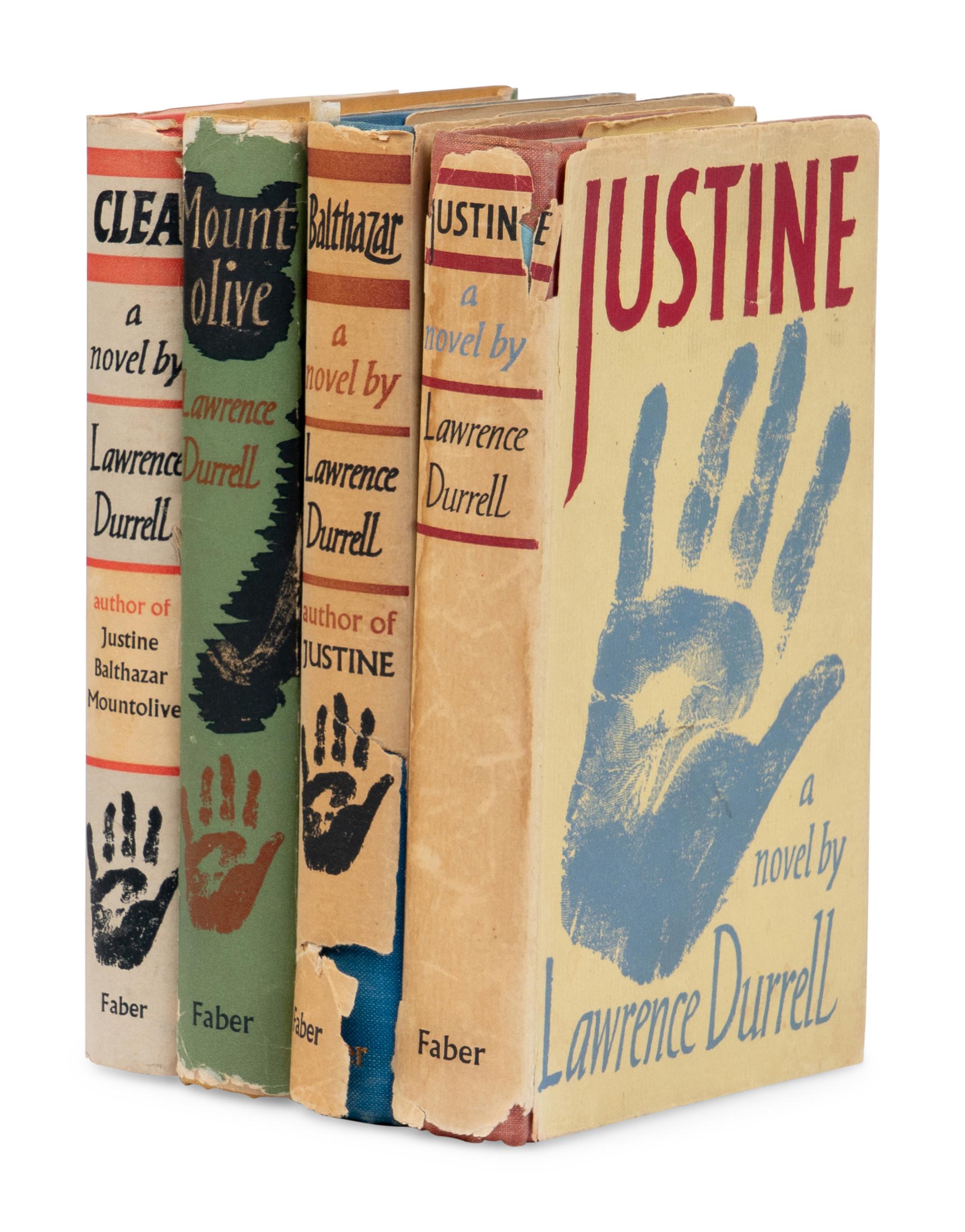 DURRELL, Lawrence (1912-1990). [Alexandria Quartet]. Justine . 1957. -- Balthazar . 1958. -- Mountolive . 1958. -- Clea . 1960. London: Faber and Faber.