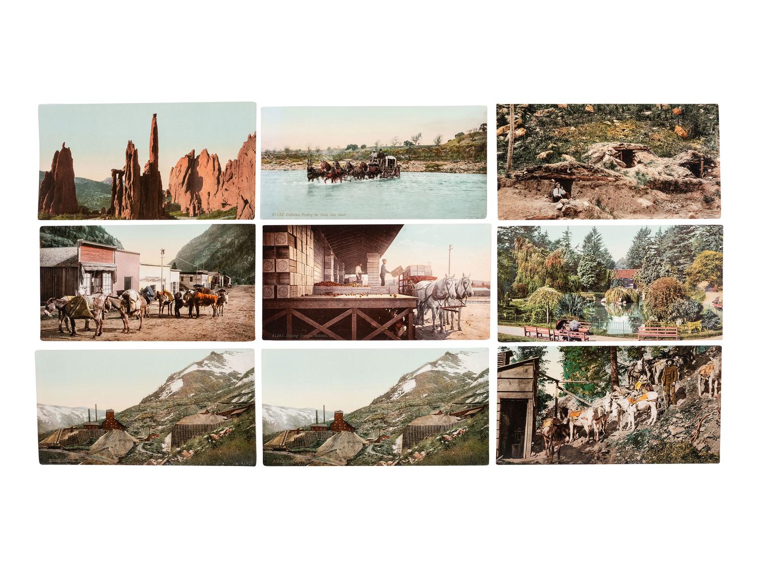 [JACKSON, William Henry (1843-1942), photographer]. A group of 24 photochrom prints of the Western United States, incl. mining views and landmarks. Detroit Photographic Co., 1900-1904.