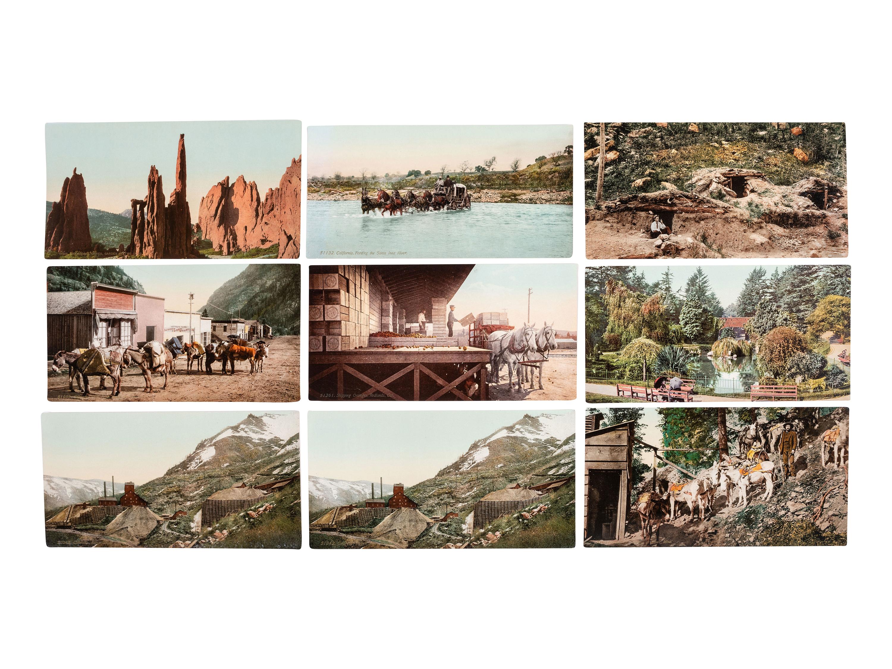 [JACKSON, William Henry (1843-1942), photographer]. A group of 24 photochrom prints of the Western United States, incl. mining views and landmarks. Detroit Photographic Co., 1900-1904.