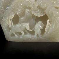 A small Chinese carved celadon-grey jade "mountain" 青灰玉山子 20th century ????