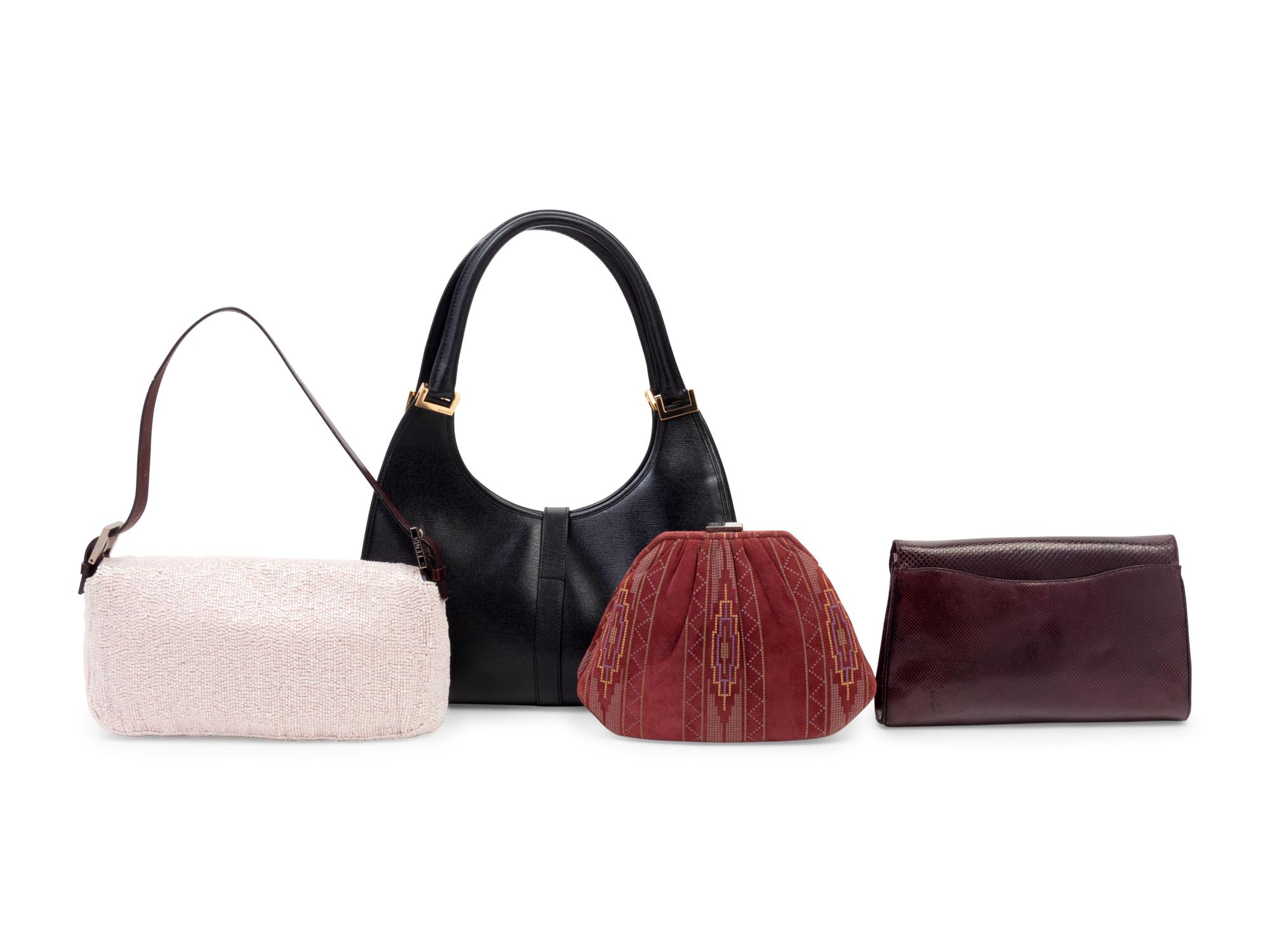 Four Designer Bags: One Gucci, One Fendi, Two Judith Leiber, 1980-2000s