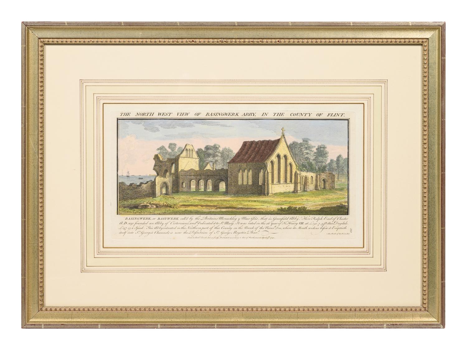 A Set of Eight English Architectural Engravings with Hand-Coloring