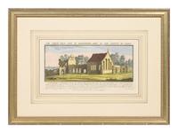 A Set of Eight English Architectural Engravings with Hand-Coloring