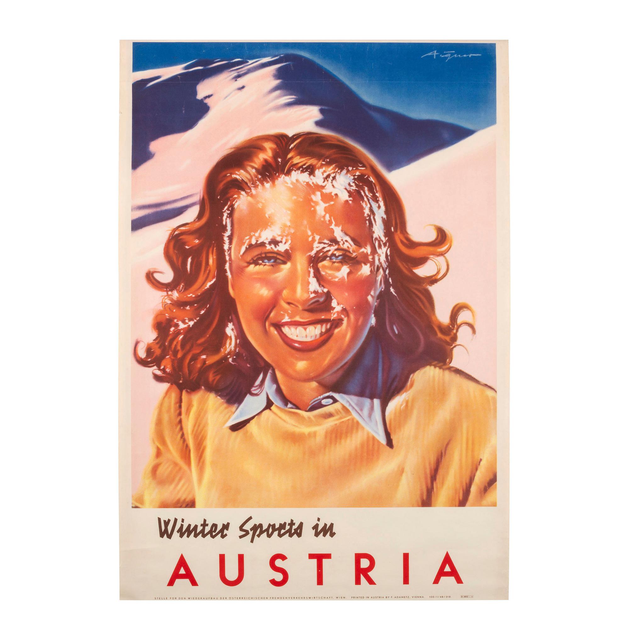 [TRAVEL POSTERS]. Winter Sports in Austria . Vienna: F. Adametz, [ca 1948].
