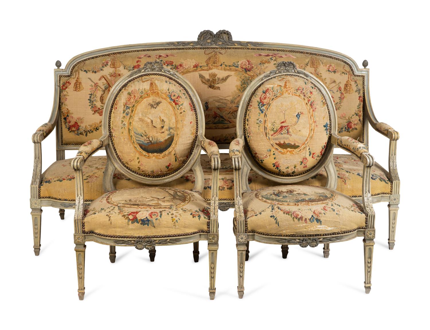 A Louis XVI Tapestry-Upholstered Five-Piece Salon Suite — CIRCA 1790