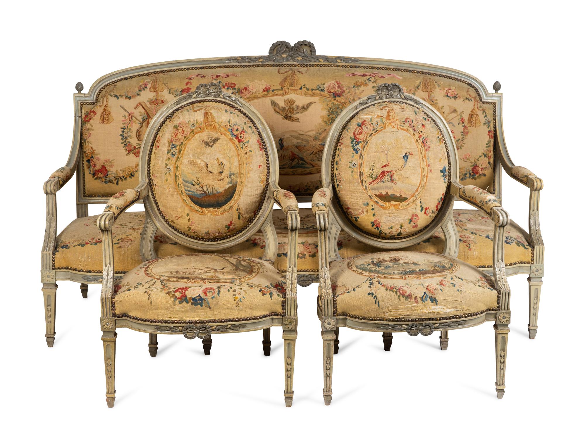 A Louis XVI Tapestry-Upholstered Five-Piece Salon Suite — CIRCA 1790