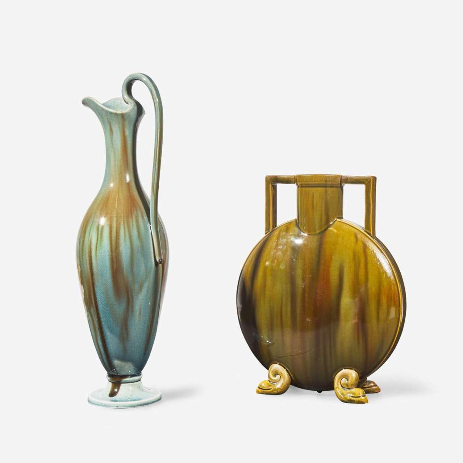 Two glazed earthenware vessels Chelsea Keramic Art Works (1872-1889), Chelsea, MA, circa 1880