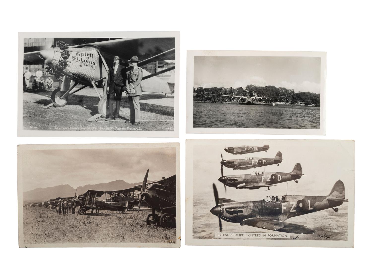 [AVIATION]. A group of 34 RPPCs & photographs of early airplanes and dirigibles.