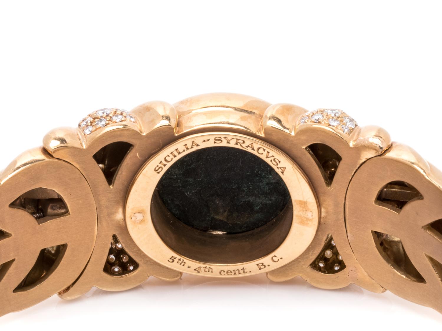 BVLGARI, YELLOW GOLD, ANCIENT COIN AND DIAMOND CUFF BRACELET