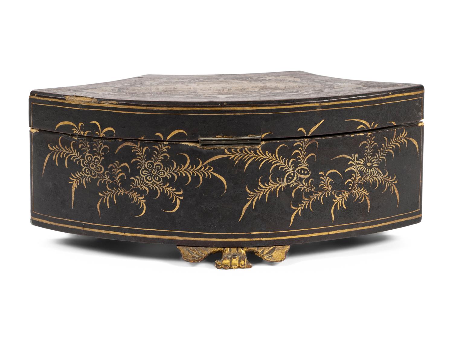A Chinese Export Lacquer Tea Caddy