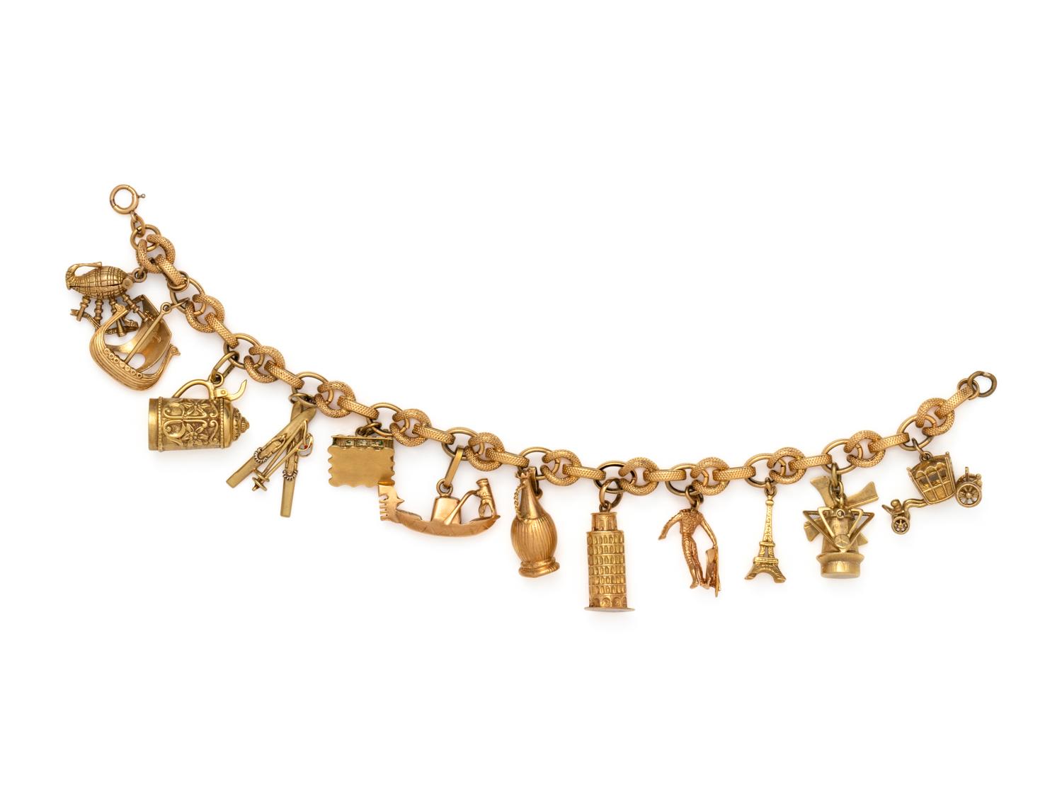 YELLOW GOLD CHARM BRACELET