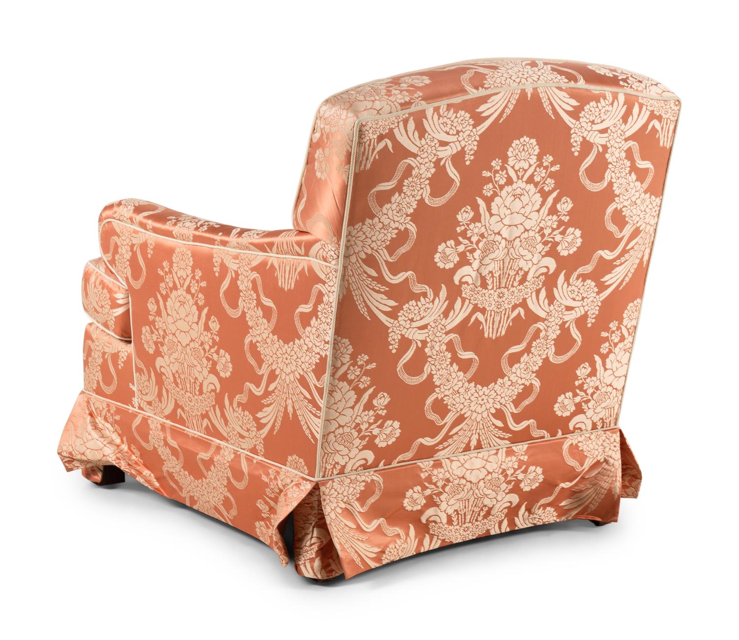 A Damask-Upholstered Lounge Chair