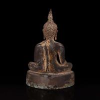 A Thai gilt lacquered bronze seated Buddha 泰国鎏金铜佛造像坐像