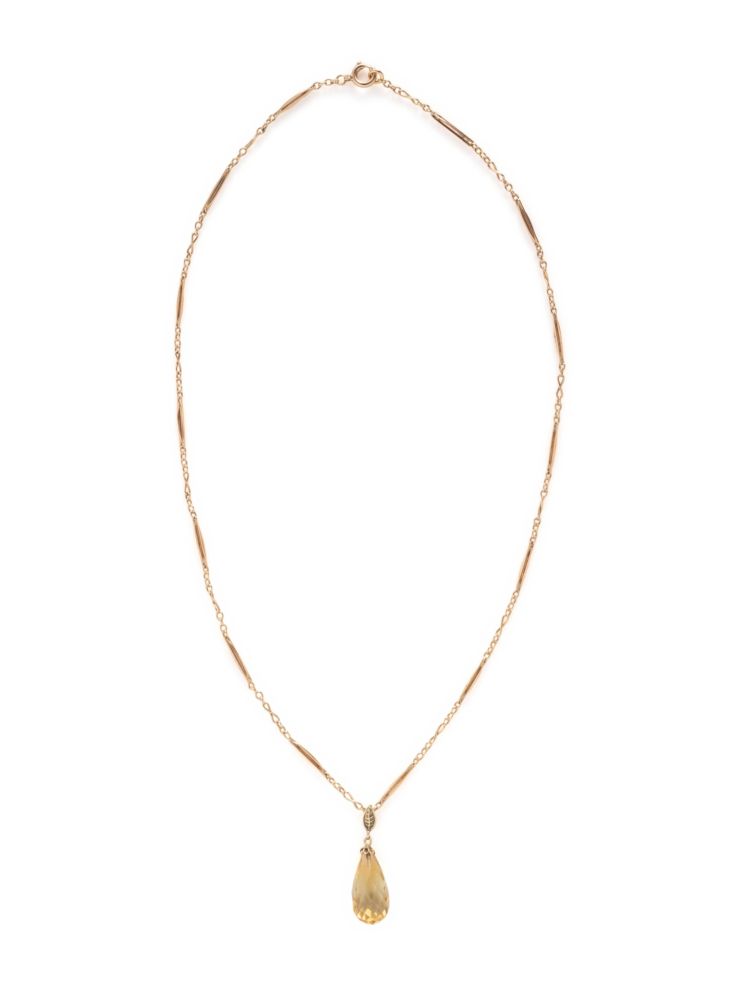 CITRINE BRIOLETTE PENDANT NECKLACE
