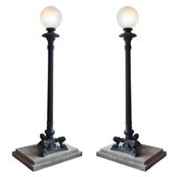 A Pair of Cast Iron Torchiere Lights 44" W x 32" D x 108" H — United States, 20th Century