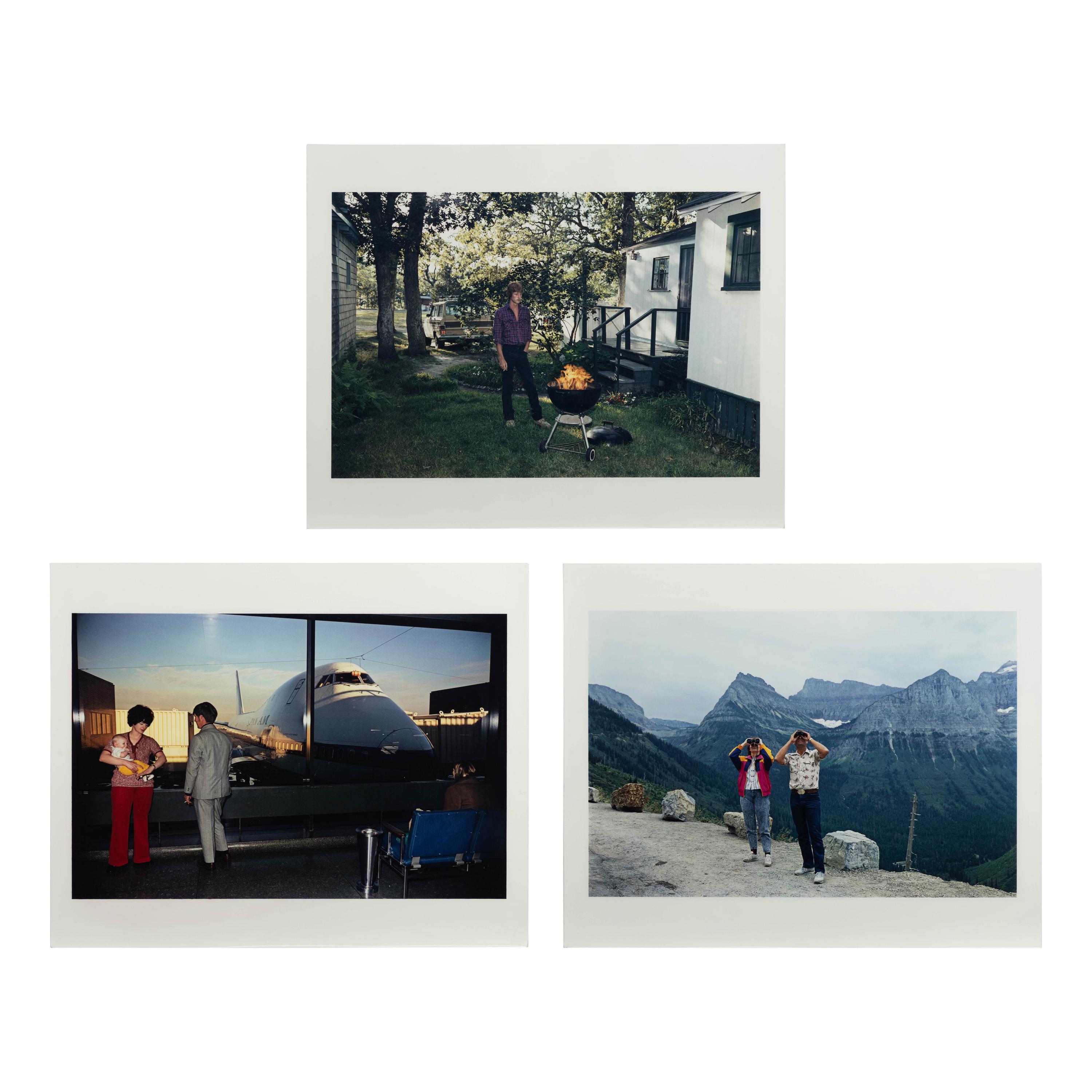 Mitch Epstein (American, b. 1952) — Three works from Recreation II: American Photographs 1973-1988 ( Glacier National Park, Montana , 1968; Kennedy Airport, New York City, 1973; Oak Bluffs, Martha's Vineyward, Massachusetts , 1982); printed later