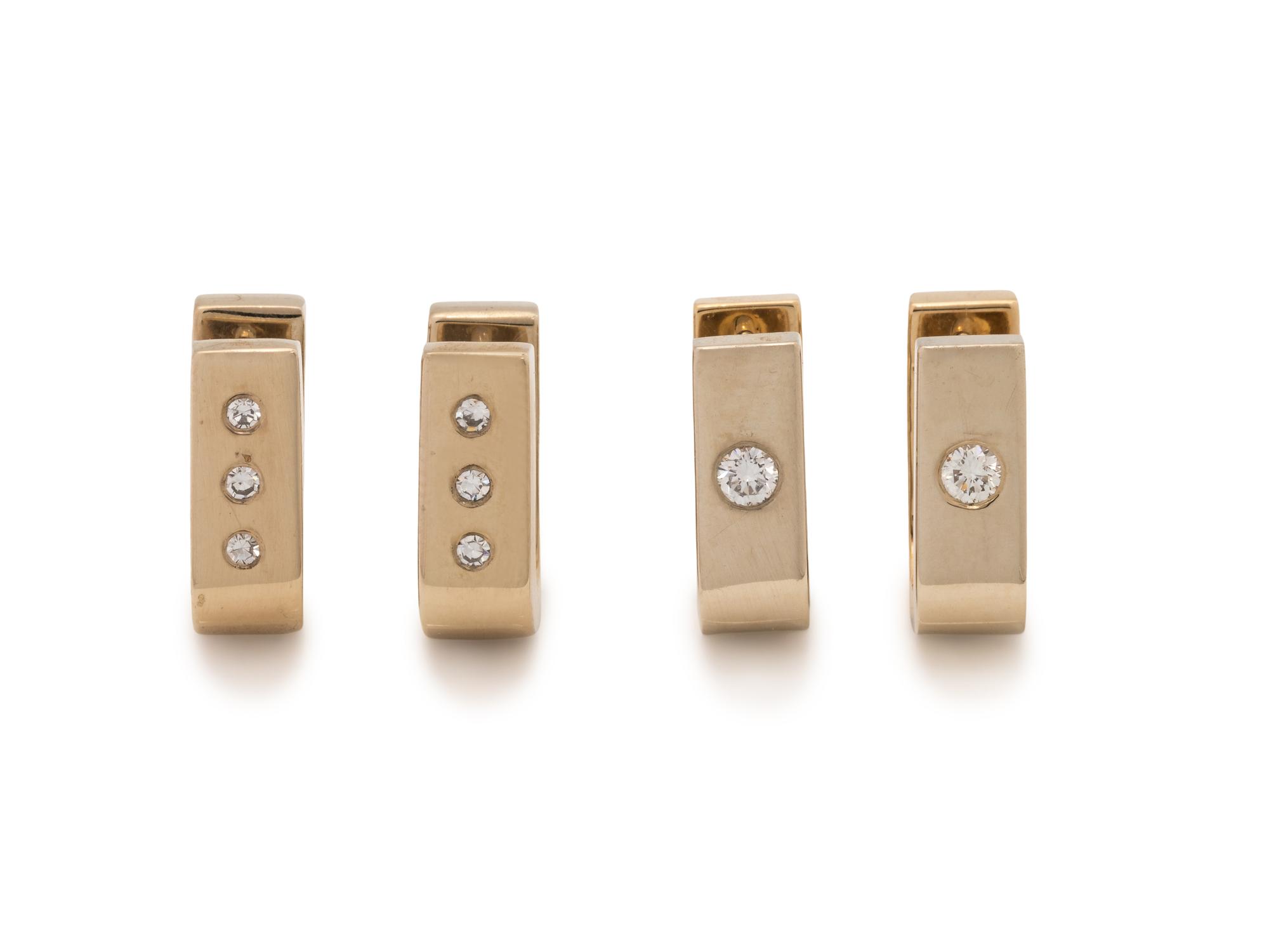 COLLECTION OF YELLOW GOLD AND DIAMOND HUGGIE EARRINGS