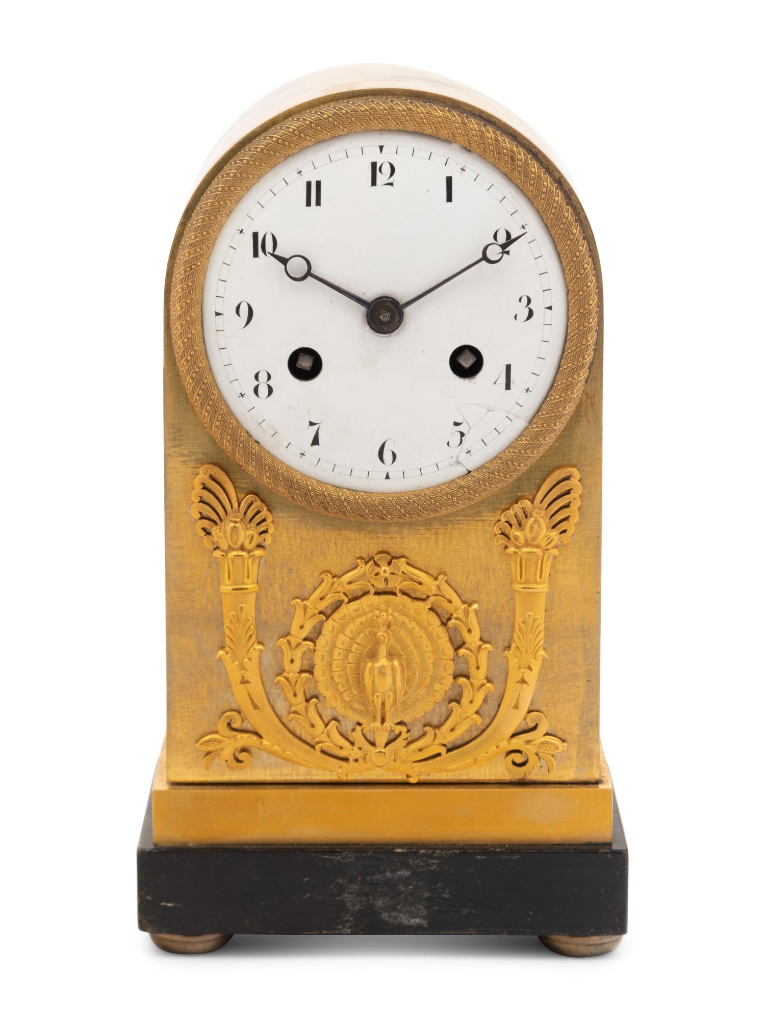 An Empire Style Gilt Bronze Mantel Clock