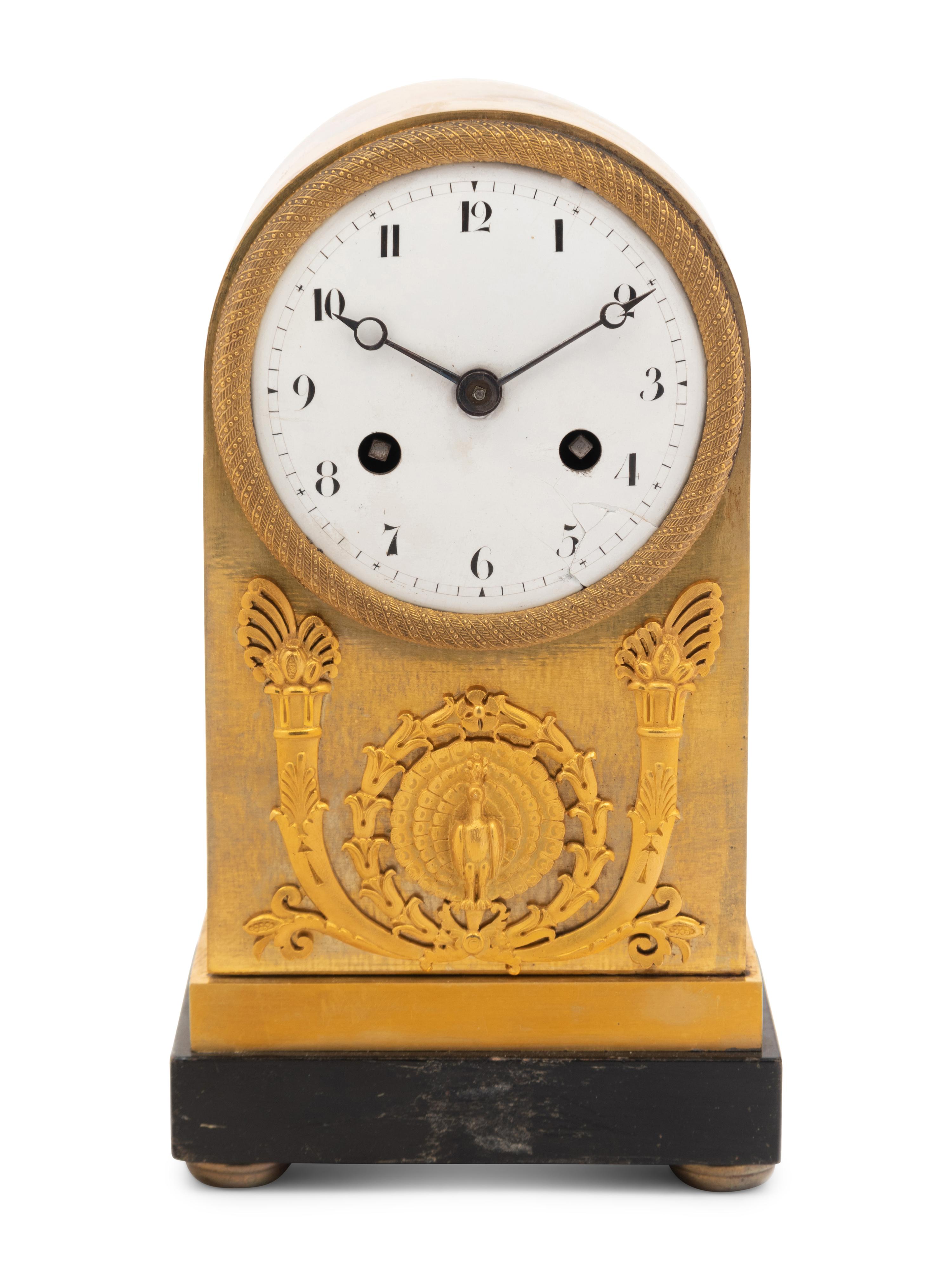 An Empire Style Gilt Bronze Mantel Clock