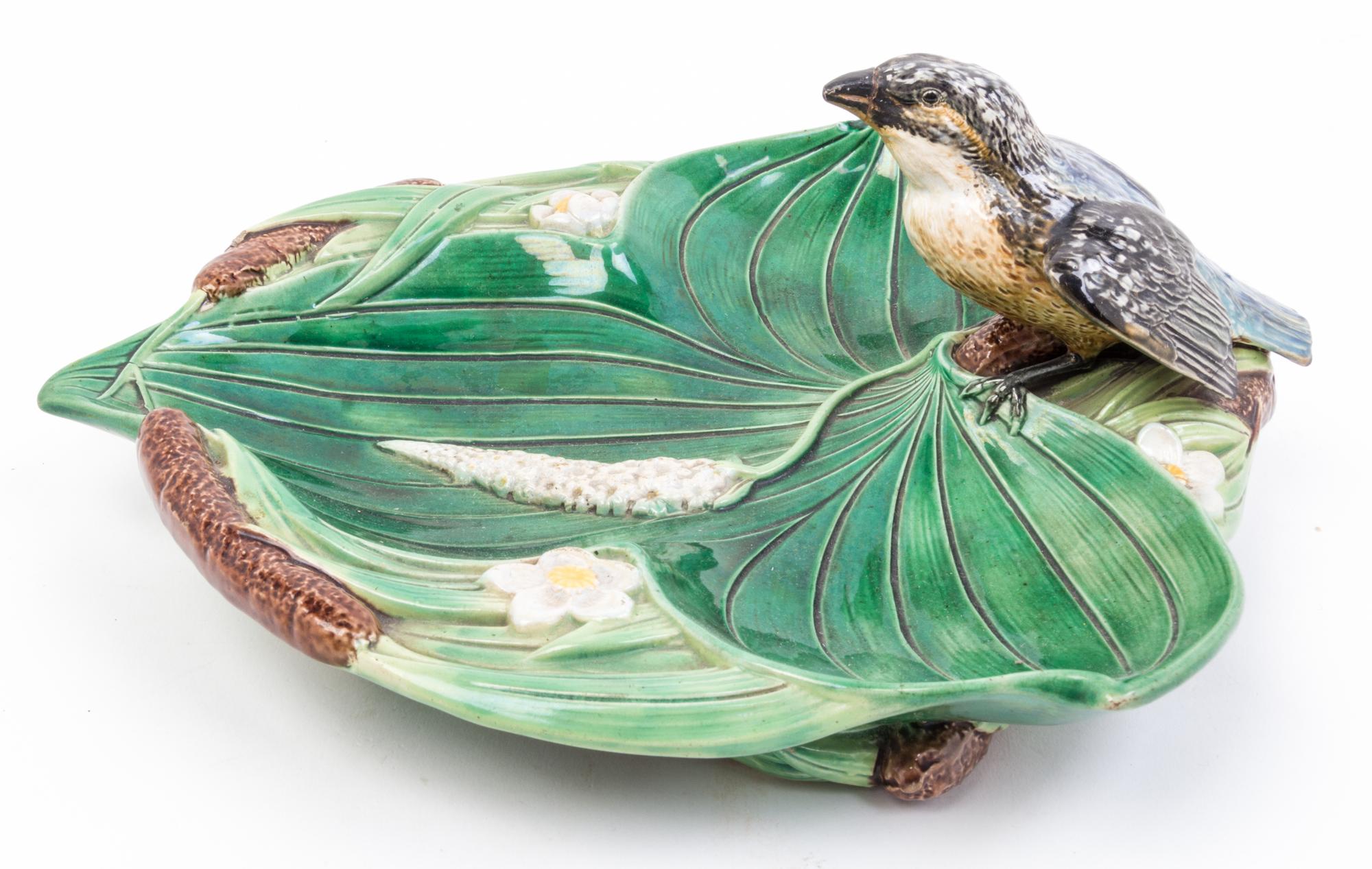 An English Majolica Leaf Form Dish Length 12 inches. — CIRCA 1873