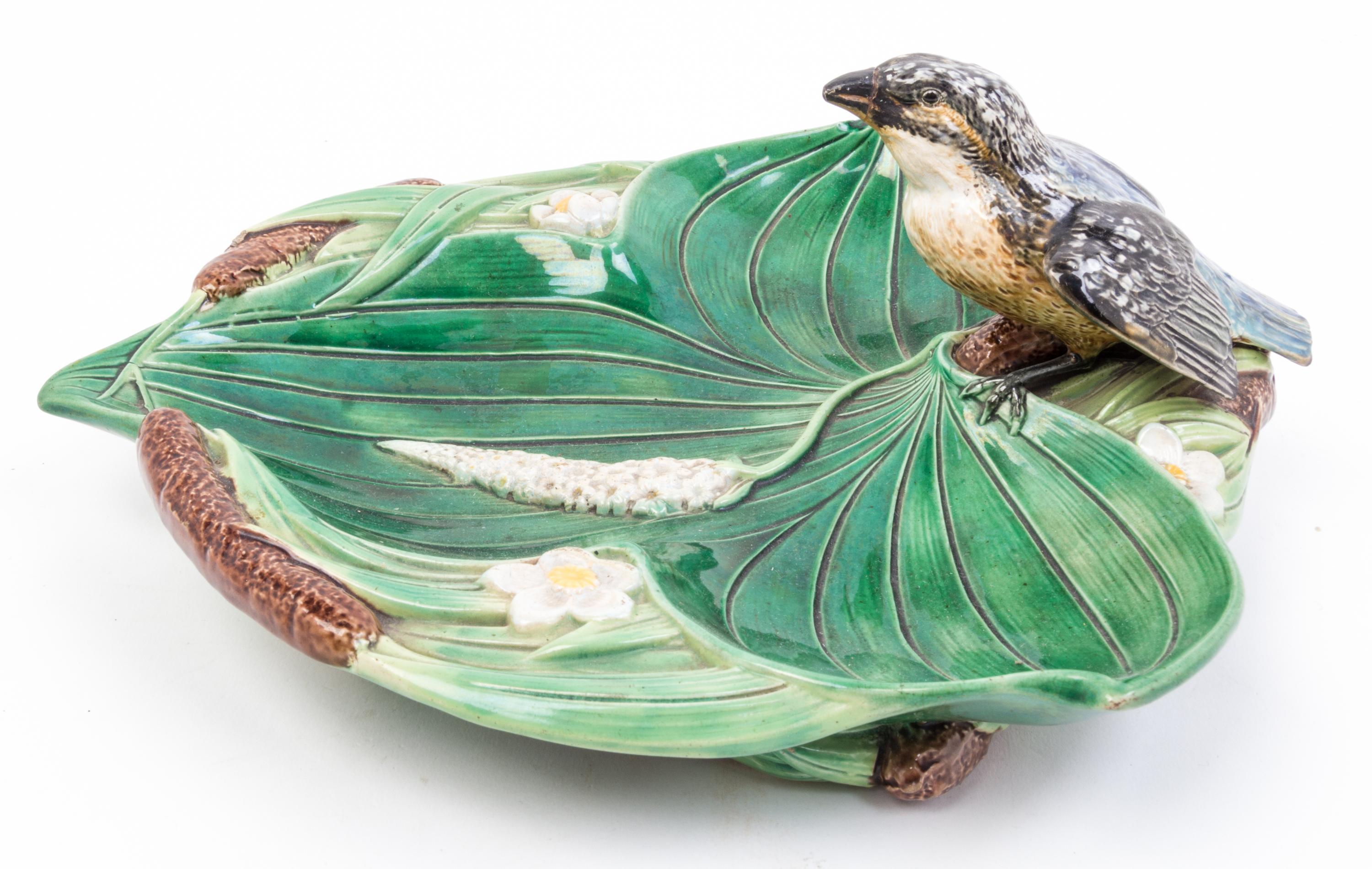 An English Majolica Leaf Form Dish Length 12 inches. — CIRCA 1873