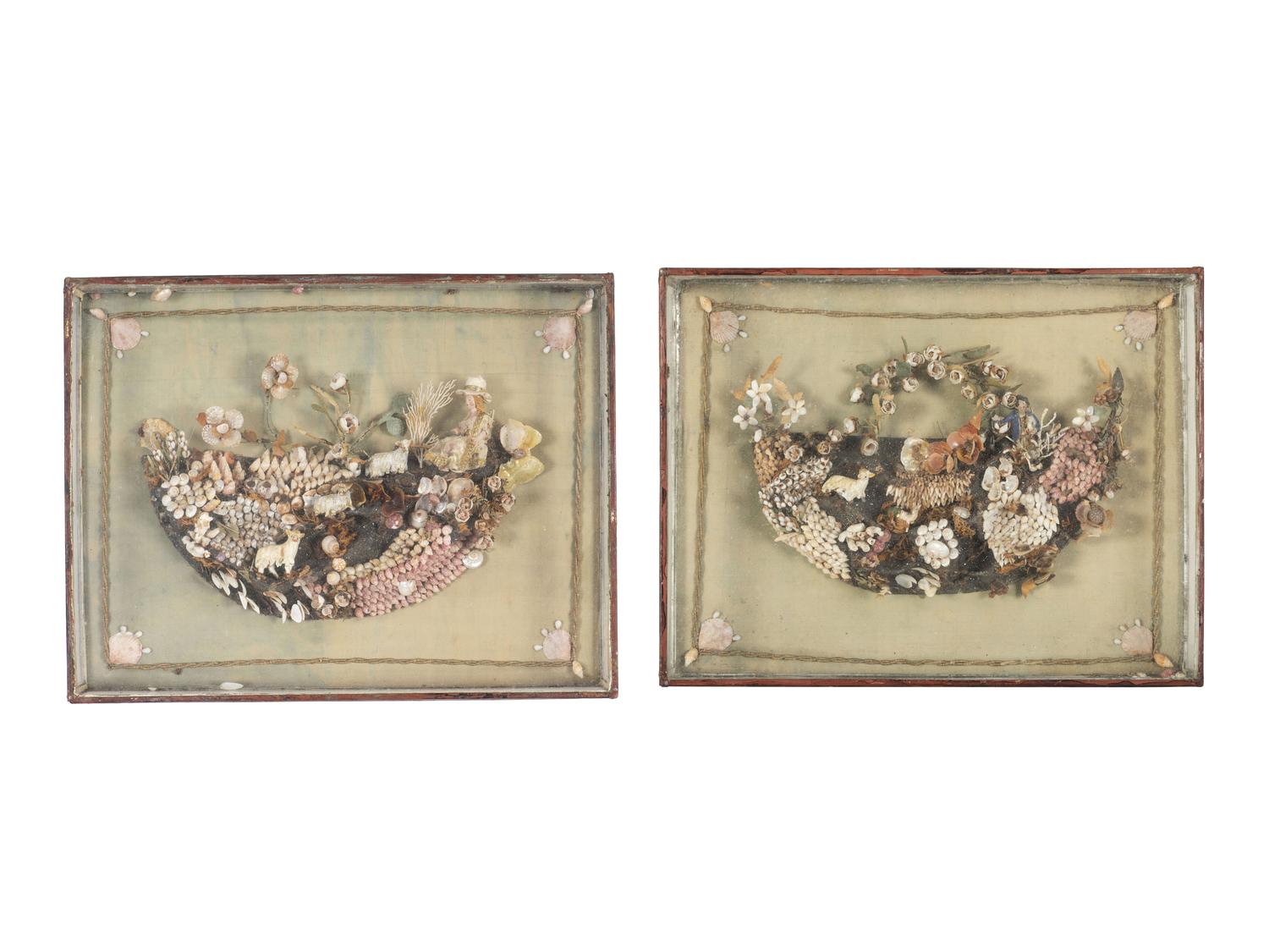 Two Victorian Shellwork Pastoral Pictures