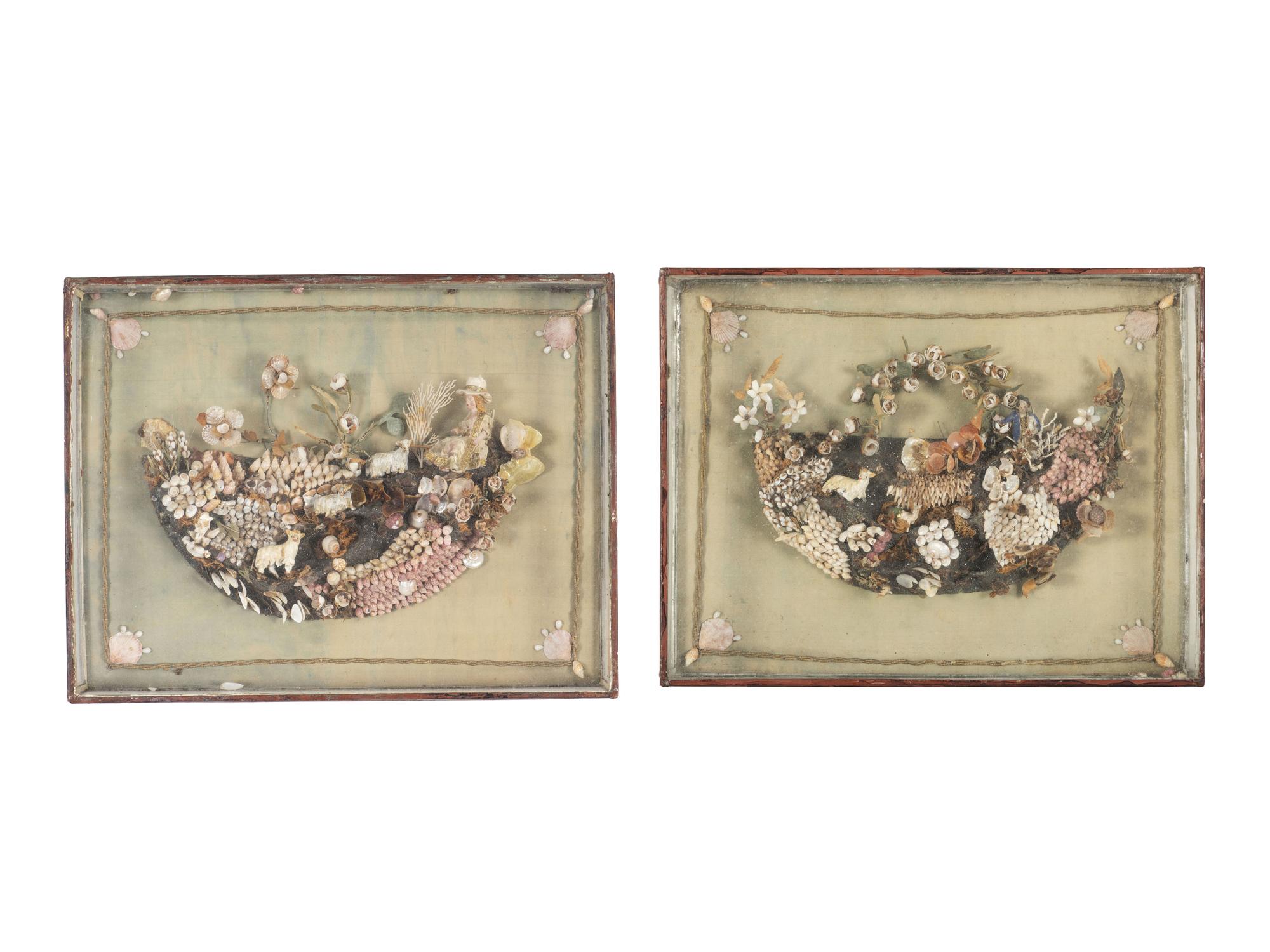 Two Victorian Shellwork Pastoral Pictures