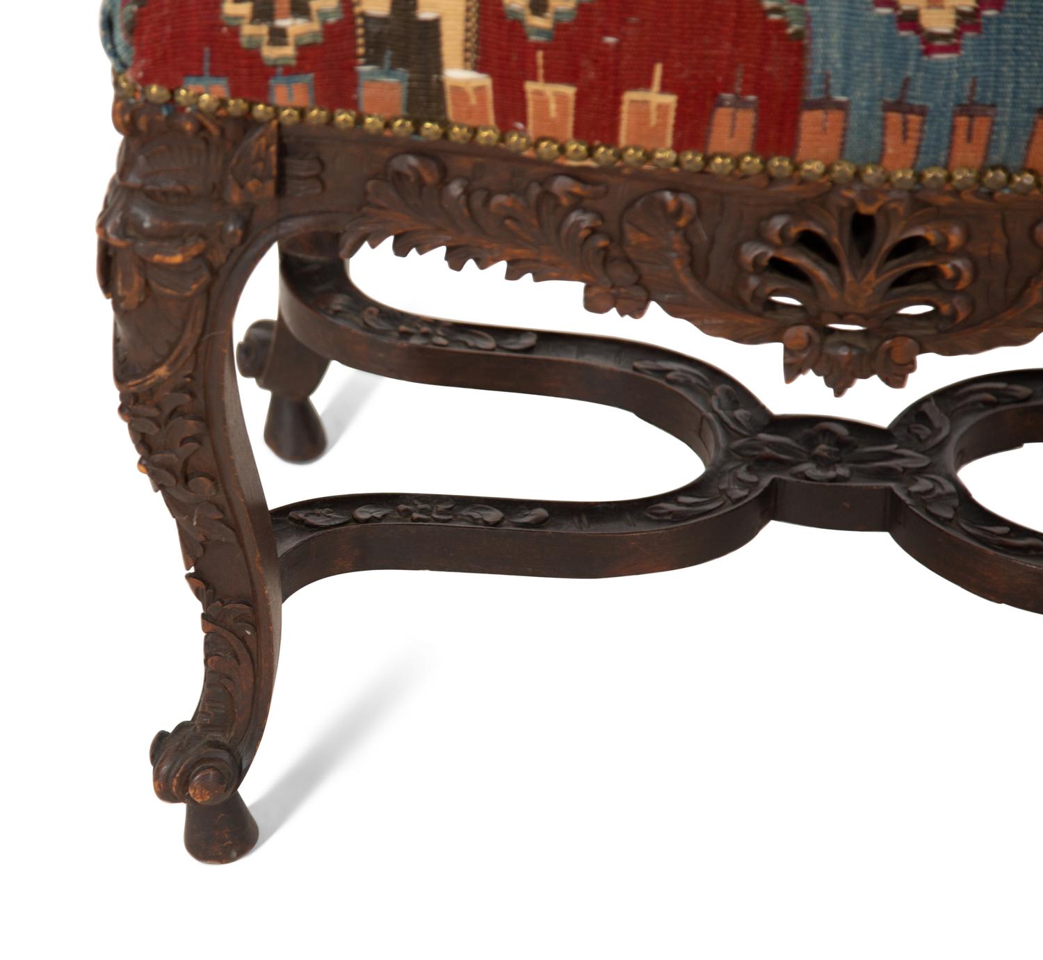 A Louis XV Style Carved Provincial Window Bench