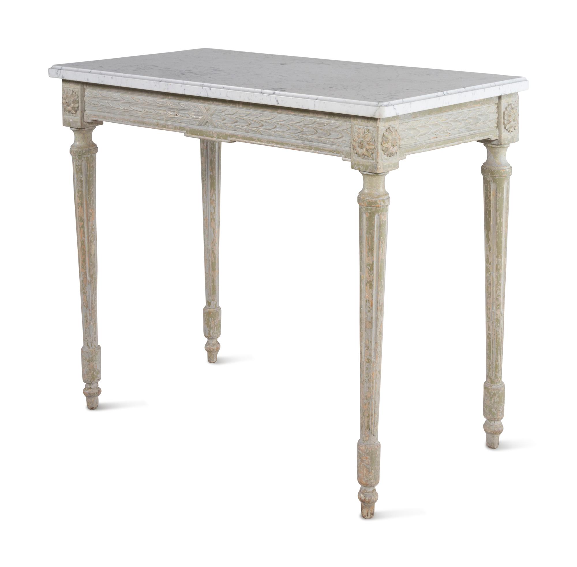 A Louis XVI Style Painted Marble-Top Table