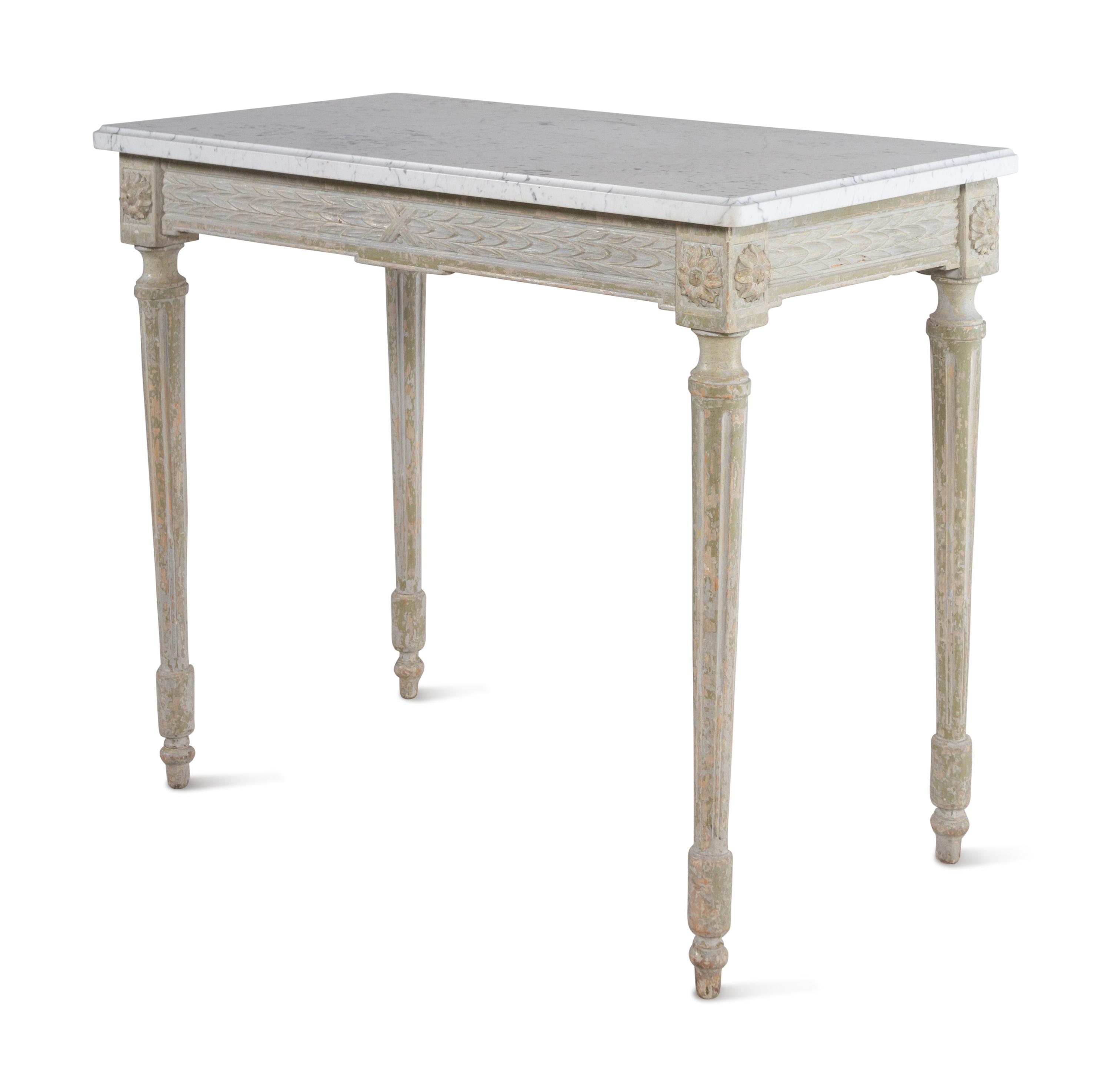 A Louis XVI Style Painted Marble-Top Table